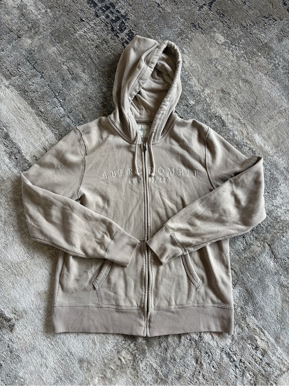 Abercrombie&Fitch soft Collection Full Zip Hoodie Beige/ Tan Embroidered Logo L